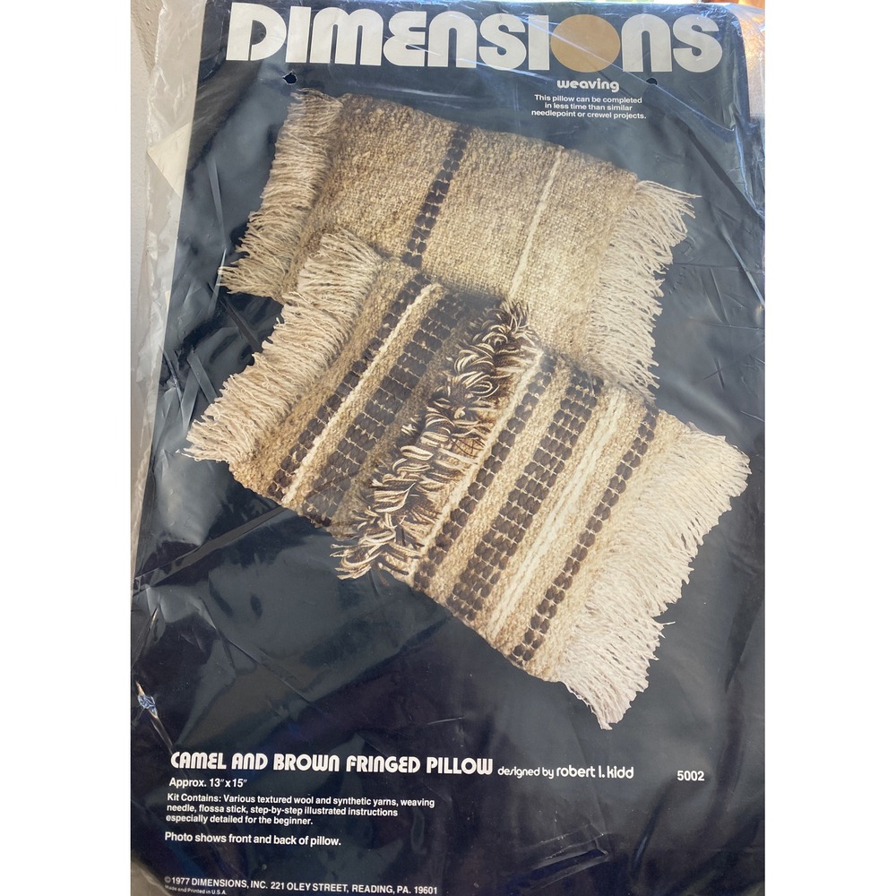 Dimensions Weaving Kit 5002 Boho Camel & Brown fringed pillow 13" x 15" New